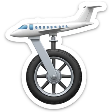 Emoji-style aircraft landing gear with a single wheel and strut, simplified design, clean lines, cartoon-like, isolated on white background, minimal shading sticker