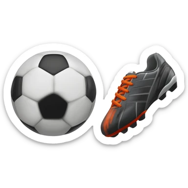 Soccer ball with soccer boot sticker