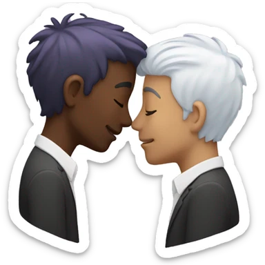 Two men kissing, one of the white with lavender hair and the other person is black  sticker