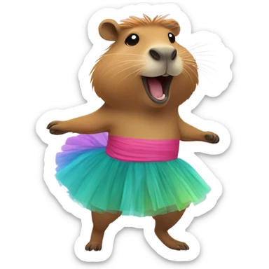 A capybara wearing a tutu and dancing  sticker