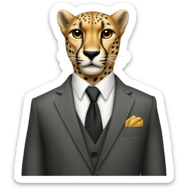 A cheetah in a classic suit sticker