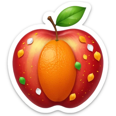 Una manzana roja con naranja con rayos que explotan y llena de confeti  sticker