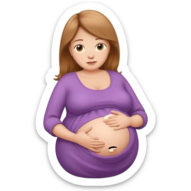 very heavily pregnant overdue woman with unnaturally very large belly sticker