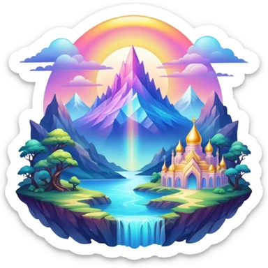 Epic divine legendary complex detailed iridescent gradients aesthetic-scenery-Decorations sticker