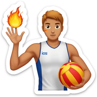 beach volleyball player with fireball sticker