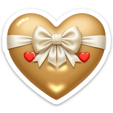 beige heart with white bow sticker