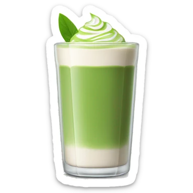 Matcha latte in a glass sticker