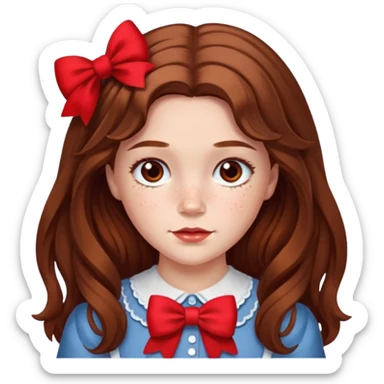 Dorothy Gale from the Wizard of Oz with long brown hair with red bow sticker