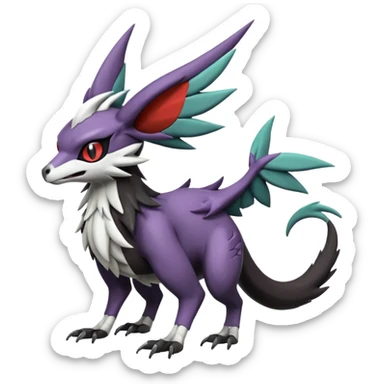 Noibat-Noivern-Mightyena-Silvally-Fakémon-hybrid-creature (full body)  sticker