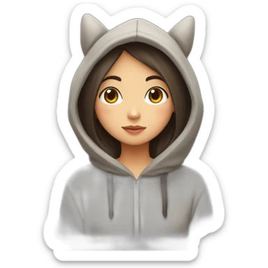 Fille Brune avec un sweat-capuche Totoro sticker