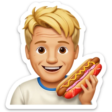 gordon ramsay eat hotdog, happy smile sticker