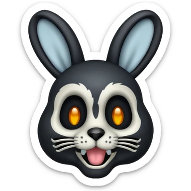 Emoji tête de Lapin squelette noire qui fait bonjour de la main  sticker