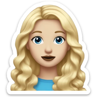 girl long blonde hair blue eyes and cherry lipstick sticker