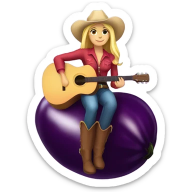 Blonde cowgirl sitting on eggplant  sticker