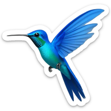 Colibri volando de perfil totalmente azul sticker