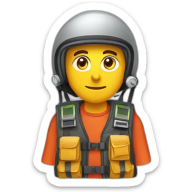 Man with keffiyeh and electrical vest in a paraglider sticker