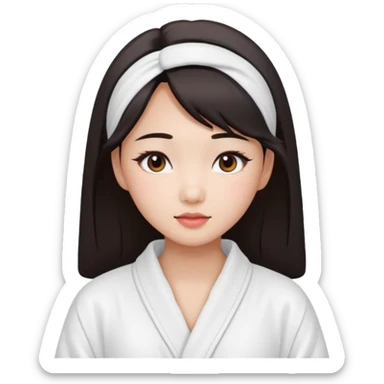 girl aesthetic emoji, asian beautiful make up white Bathrobe sticker