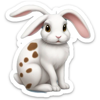 Lop eared spotty Rabbit sat on the moon sticker