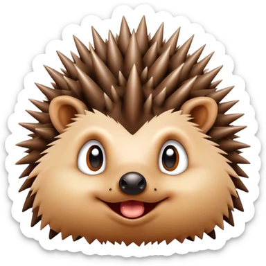 cute hedgehog grimacing with spikes slightly raised sticker