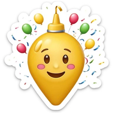 Create the classic yellow emoji but i want you to make it have a hesitant excited face (like they’re about to celebrate but they’re waiting for the right moment,) with a party popper in the back sticker