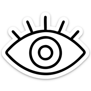 minimal outlined icon of an eye opening, no fill, black lines sticker
