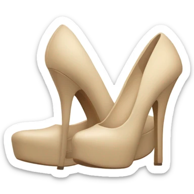 high heels platform with long thin heel beige sticker