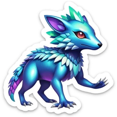  exotic tropical iridescent cyber-Protogen-Fakémon-Pokémon-Vernid-creature sticker