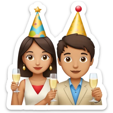 Hispanic girl and boy is their early 20s at a food and wine festival sticker