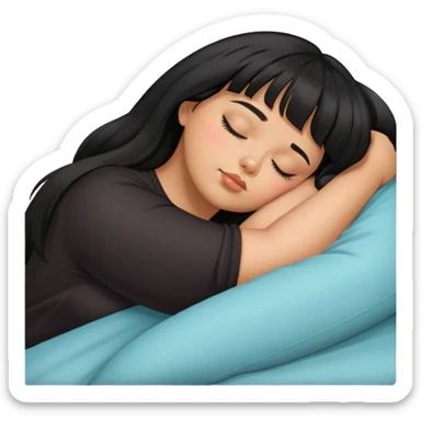 Latina female with bangs black long hair plus size asleep sticker