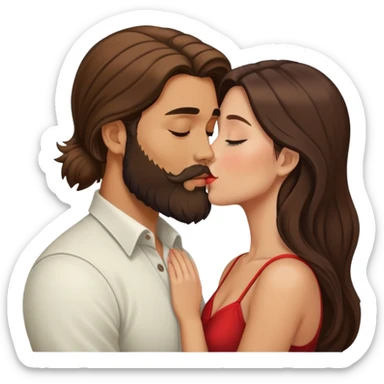 Br man with beard kissing brunette woman with long hair sticker