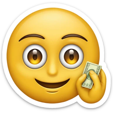 emoji haciendo un guiño con un ojo y sosteniendo dinero sticker