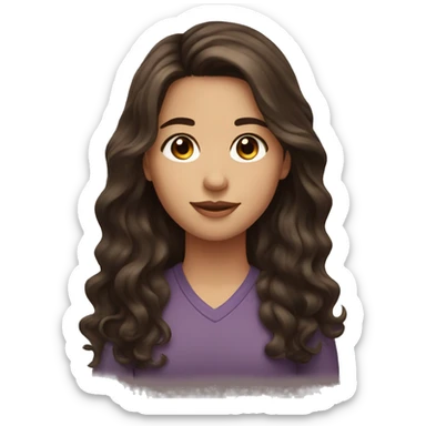 girl with brown eyes and long dark brown wavy layered hair sticker