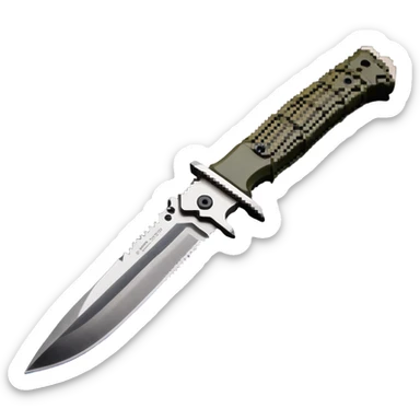 military tactical bushcraft knife with NATO olive handle sticker
