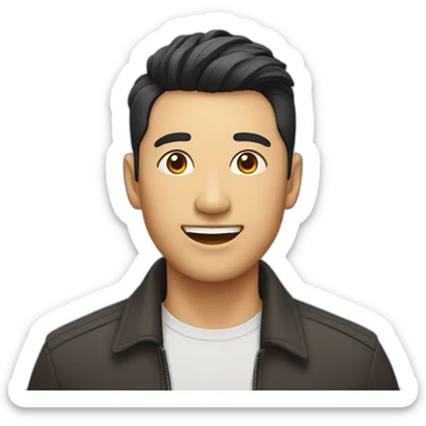 an asia man has undercut hairstyle, smiling sticker