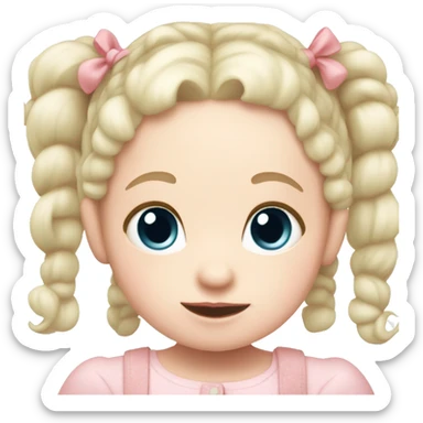 BABY GIRL pale skin with pigtails and rosy bows sticker