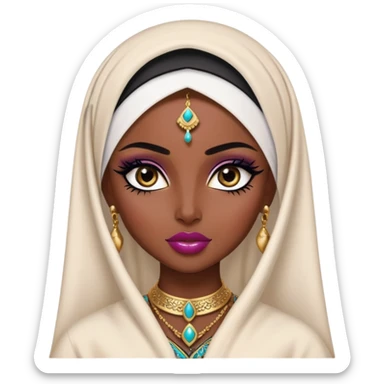 arabian, pretty lips, arabian clothes, dark skin,  dark bl, pretty bratz baddie, black eyeliner sticker