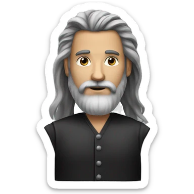 Homme long cheveux noir longue barbe noir et grise sticker