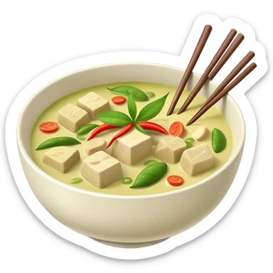 Green curry in bowl with chopsticks  sticker