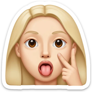 a side ways peace sign on two eyes and a tounge sticking out sticker