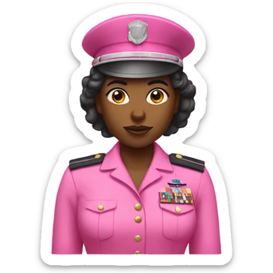 Black woman soldier wearing pink  sticker