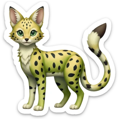 Epic complex detailed dark-hunter-green dark-brown beige pastel realistic aesthetic-scenic-Fakémon-Sprigatito-Floragato-Meowscarada-Trico-Sergal-Serval-Vernid-creature (full body) sticker