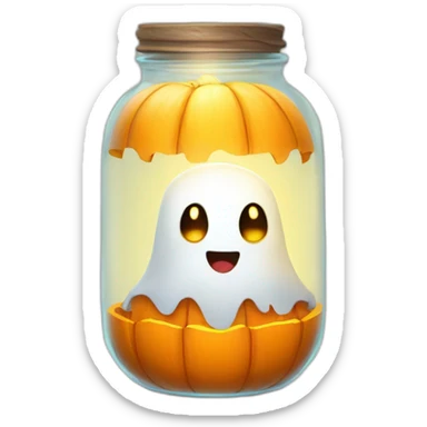 Cute ghost in Jar with pumpkin light sticker