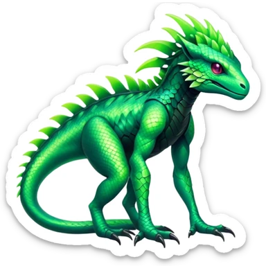 Tropical futuristic lush cool edgy neon Fionbri-Vernid-ET-creature (full body) sticker