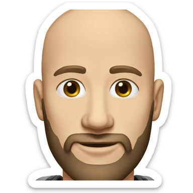 30 year old white Man beard bald with brown eyes skier sticker