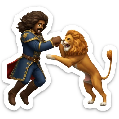 Cavalier striking a lion sticker