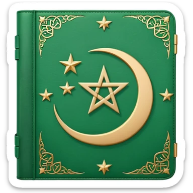 Closed Quran with the Islamic Symbol on it (moon and star) green sticker