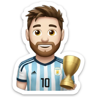 messi levantando la copa del mundo con la camiseta de argentina y la medalla sticker