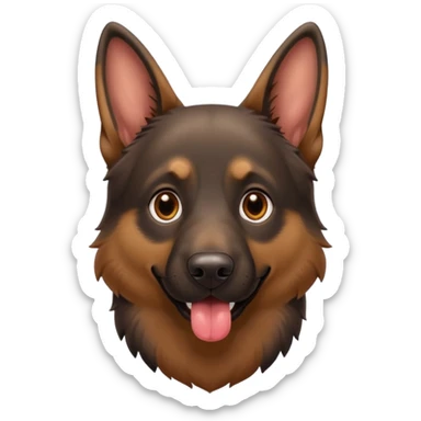 cartoon style dark German Shepherd dog with its tongue hanging out long sticker