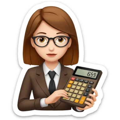 female accountant with calculator covered in shit sticker