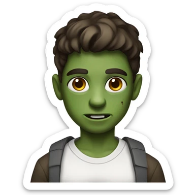 teen boy zombie with medium dark brown hair and white shirt sticker